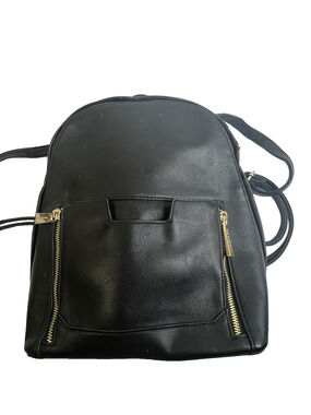 Big Buddha Backpack Purse Black Vegan Leather 9x11x5 Gold Hardware Academia Work